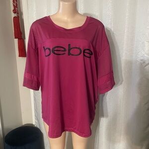 Bebe sport Women's Pink Mesh Top shirt Barbie size 3x